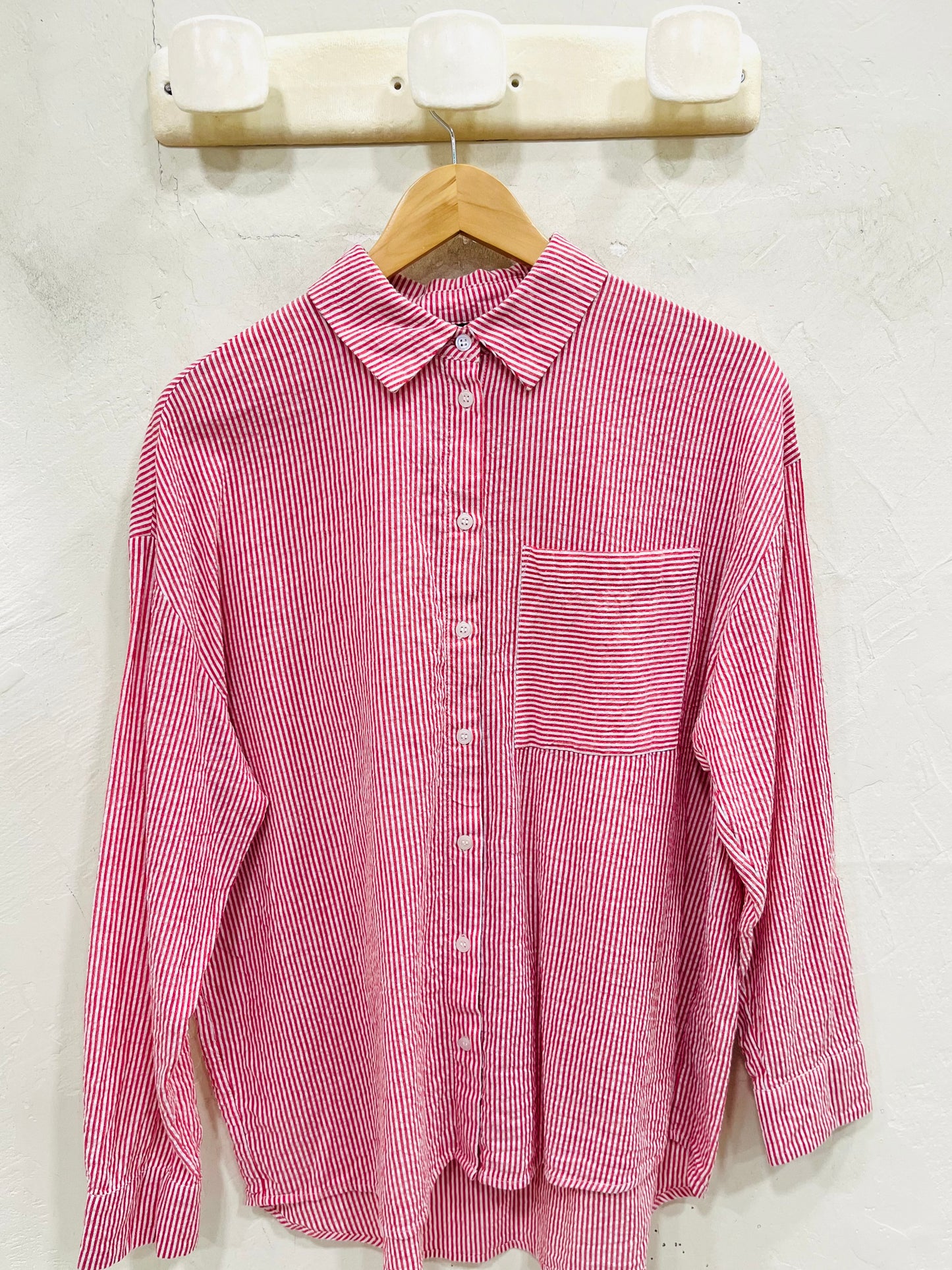 KIABI CHEMISE RAYURES ROUGE BLANC