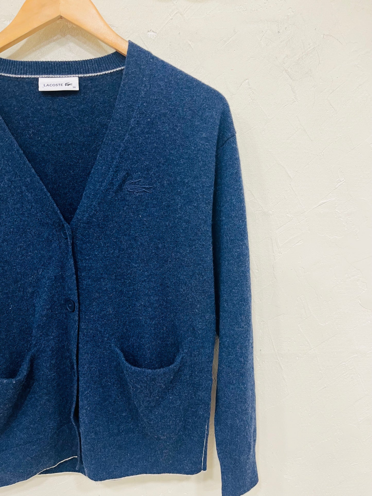 LACOSTE GILET LAINE BLEU MARINE T.34/36